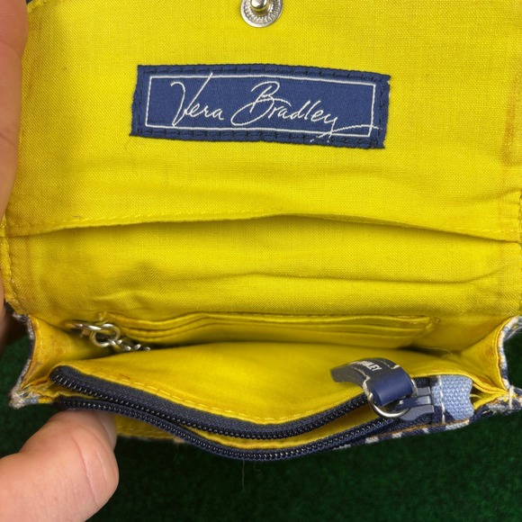 Vera Bradley Zip ID Case Wallet Coin Purse Blue Yellow Floral - Picture 4 of 7